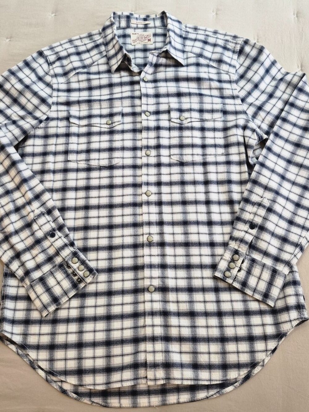 Lucky Brand Men’s M Classic Fit Plaid Western Cowboy Pearl Snap Shirt